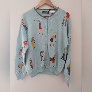 NWT Christine Foley Hole In One Golfers Cardigan Sweater Womens Size 2 Cotton